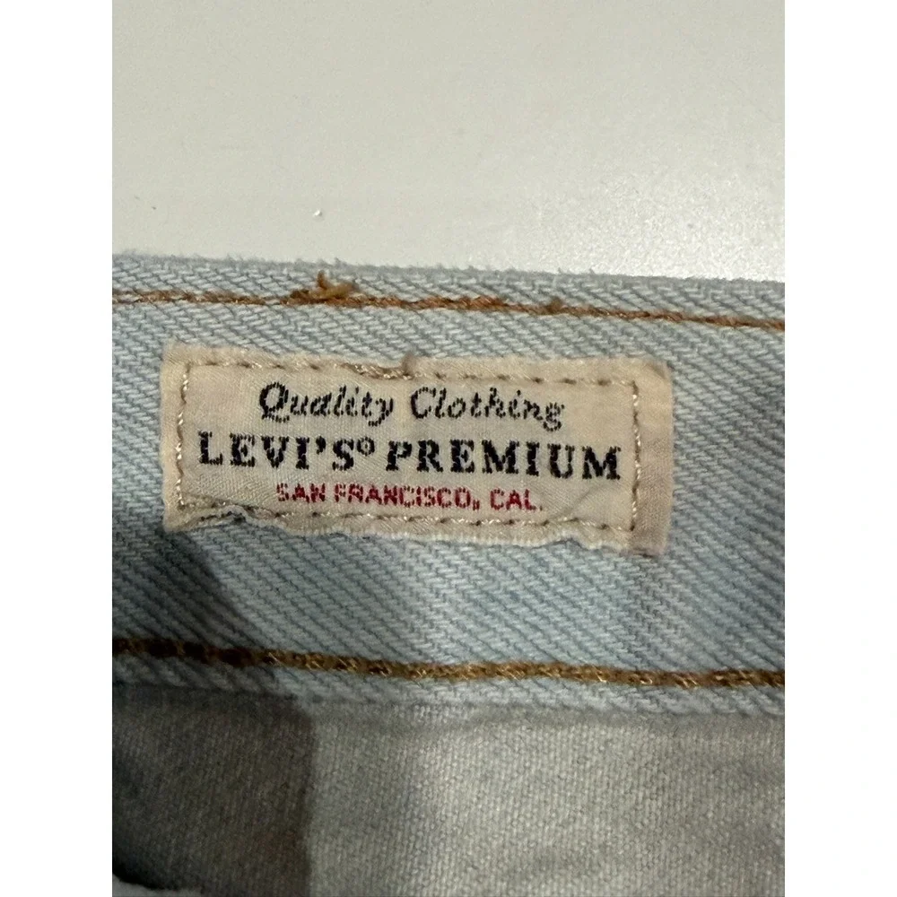 Levis Premium 501 Mens Light Wash Sashiko Patchwork Denim Shorts Waist 31